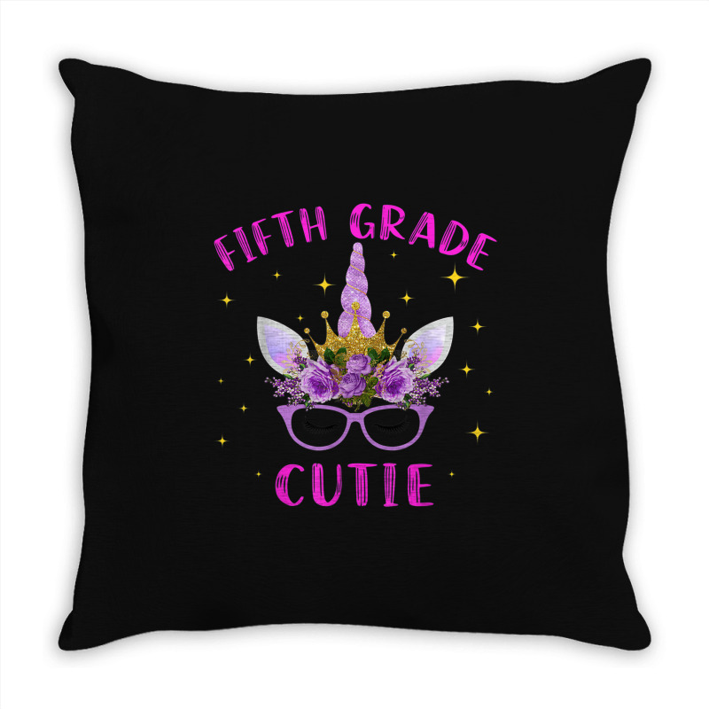 Fifth Grade Cutie Unicorn Face Lover 5th Grade Girl Gift Throw Pillow | Artistshot