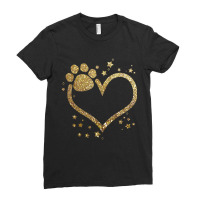 Hot Trend Yellow Paw Print Heart Cute Dog Cat Love Valentines Day Ladies Fitted T-shirt | Artistshot