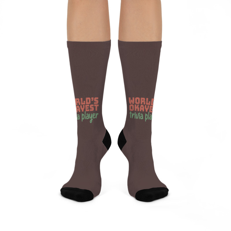 Worlds Okayest Trivia Player Aesthetic Crew Socks | Artistshot