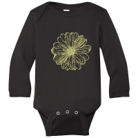 Trending Sunflower Ink Print Long Sleeve Baby Bodysuit | Artistshot