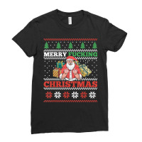 Merry Fucking Christmas Adult Humor Santa Pun Ugly Sweater Ladies Fitted T-shirt | Artistshot