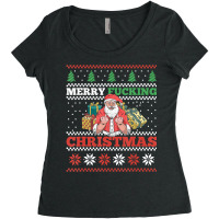 Merry Fucking Christmas Adult Humor Santa Pun Ugly Sweater Women's Triblend Scoop T-shirt | Artistshot