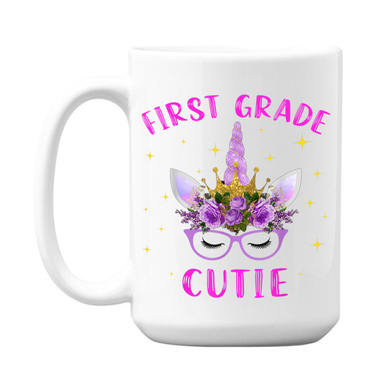 First Grade Cutie Unicorn Face Lover 1st Grade Girl Gift 15 Oz Coffee Mug | Artistshot