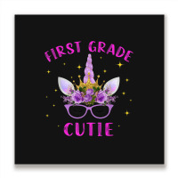 First Grade Cutie Unicorn Face Lover 1st Grade Girl Gift Metal Print Square | Artistshot