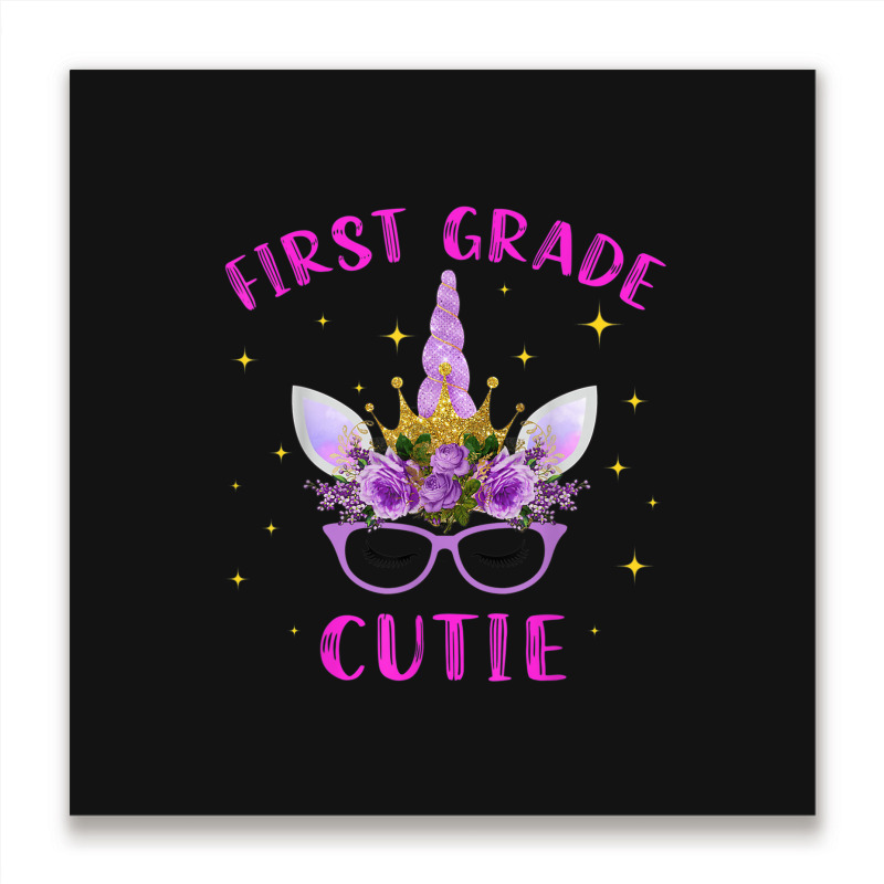 First Grade Cutie Unicorn Face Lover 1st Grade Girl Gift Metal Print Square | Artistshot