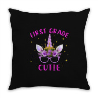 First Grade Cutie Unicorn Face Lover 1st Grade Girl Gift Throw Pillow | Artistshot