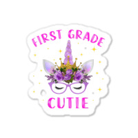 First Grade Cutie Unicorn Face Lover 1st Grade Girl Gift Sticker | Artistshot