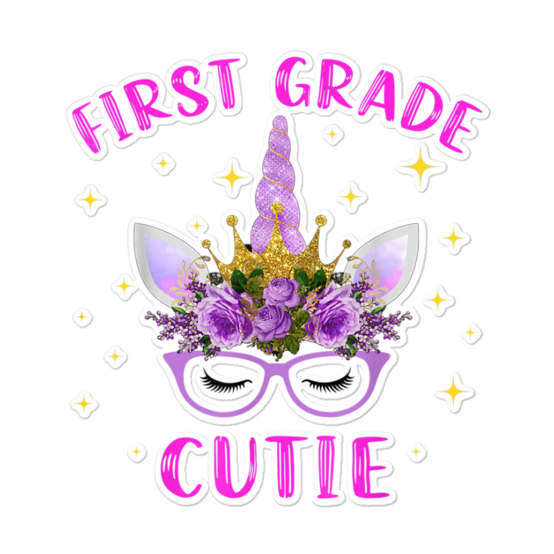 First Grade Cutie Unicorn Face Lover 1st Grade Girl Gift Sticker | Artistshot