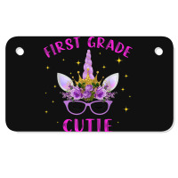 First Grade Cutie Unicorn Face Lover 1st Grade Girl Gift Motorcycle License Plate | Artistshot