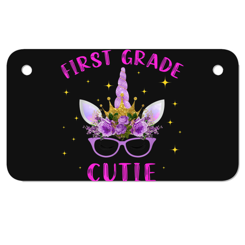 First Grade Cutie Unicorn Face Lover 1st Grade Girl Gift Motorcycle License Plate | Artistshot