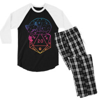 D20 Cat Rainbow Dnd Dice. Men's 3/4 Sleeve Pajama Set | Artistshot