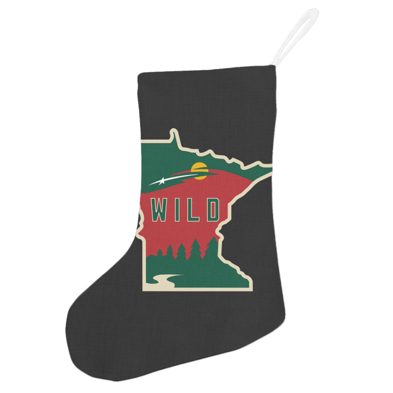 Mn Wild Outline Holiday Stocking | Artistshot