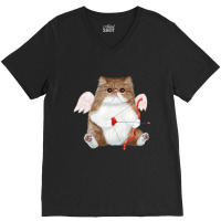 Trending Valentine's Day Cat Cupid Heart Persian Kitty Cherub V-neck Tee | Artistshot