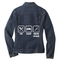 Eat Sleep Sneak Attack Rogue Tabletop Rpg Gaming Relaxed Fit Ladies Denim Jacket | Artistshot