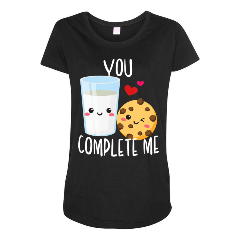 Hot Trend You Complete Me Cute Kawaii Milk & Cookies Valentine Couple Maternity Scoop Neck T-shirt by Hugo Flowers | Artistshot