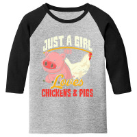 Chicken  Girls Pig Farmer Farming Farm Animal Chicken Youth 3/4 Sleeve | Artistshot