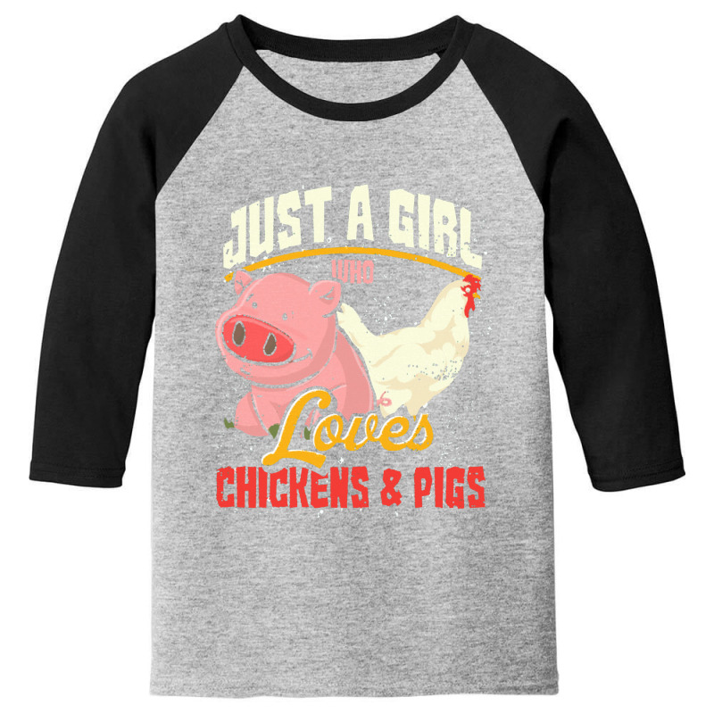 Chicken  Girls Pig Farmer Farming Farm Animal Chicken Youth 3/4 Sleeve by daunikan | Artistshot