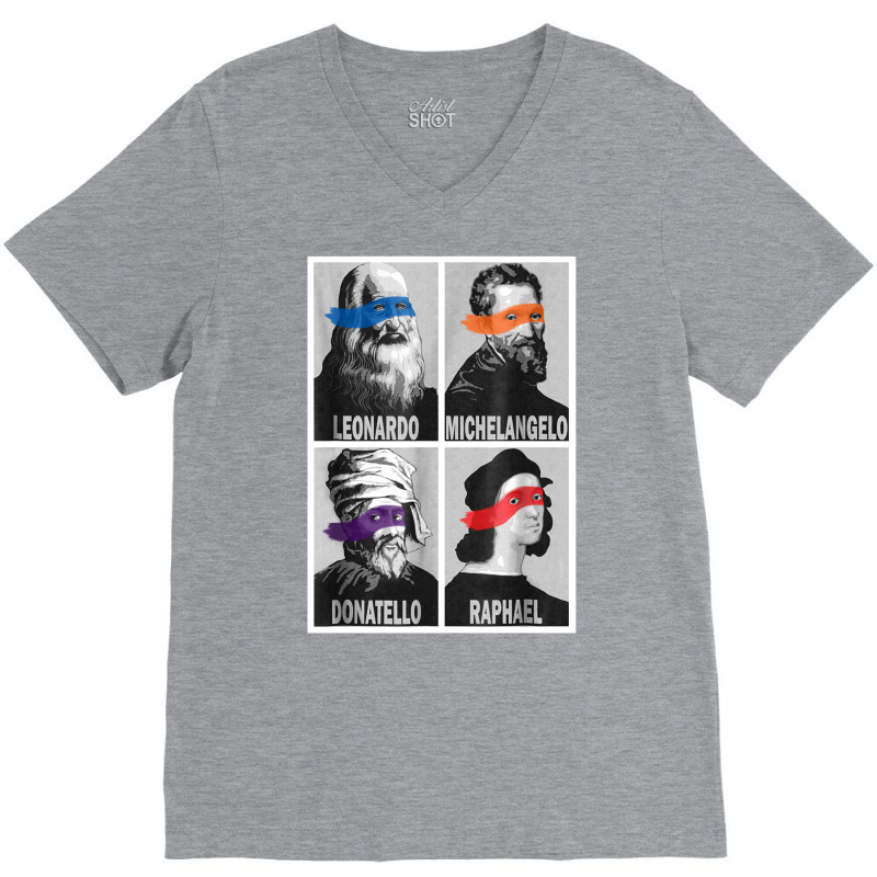 Renaissance Ninja Artists Poster Style Pop Art V-Neck Tee by viliusbassri7 | Artistshot