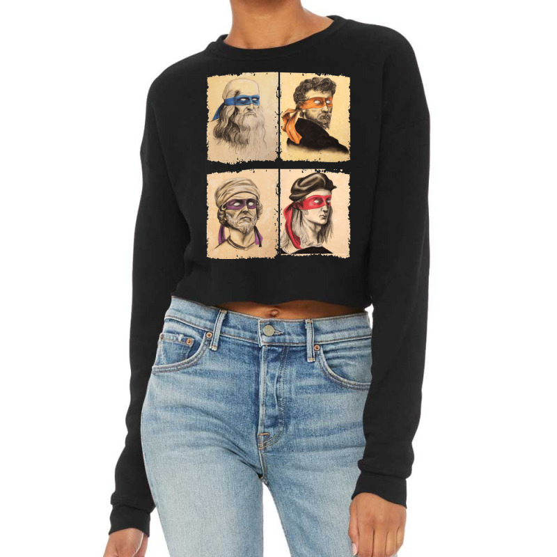 Funny Italian Artists Turtles Art Lovers Gift Renaissance Ninja Artist Cropped Sweater by meguybodeku | Artistshot