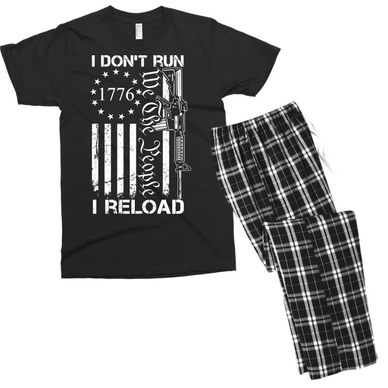 I Don't Run I Reload   Usa Flag Pro Guns Ar15 Gun Joke  Back Long Slee Men's T-shirt Pajama Set by polioukhi | Artistshot