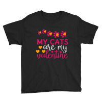 Hot Trend Valentines Day Cat My Cats Are My Valentine Love Youth Tee | Artistshot