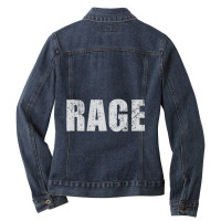 Rage Distressed Text Ladies Denim Jacket | Artistshot