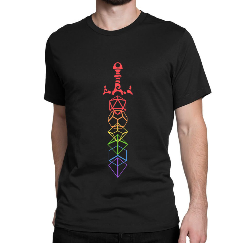 Rainbow Dice Sword Tabletop Rpg Gaming 1 Classic T-shirt by LYDIABERRY | Artistshot