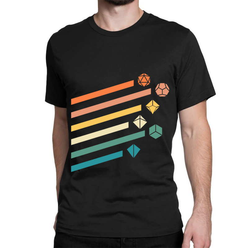 Retro Rainbow Polyhedral Dice Set Colors Tabletop Rpg Relaxed Fit Classic T-shirt by LYDIABERRY | Artistshot