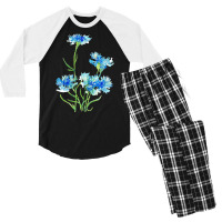 Cornflower Watercolor Painting T  Shirt Men's 3/4 Sleeve Pajama Set | Artistshot