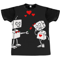 Hot Trend Valentines Day Robots Couple Love Story Graphic T-shirt | Artistshot