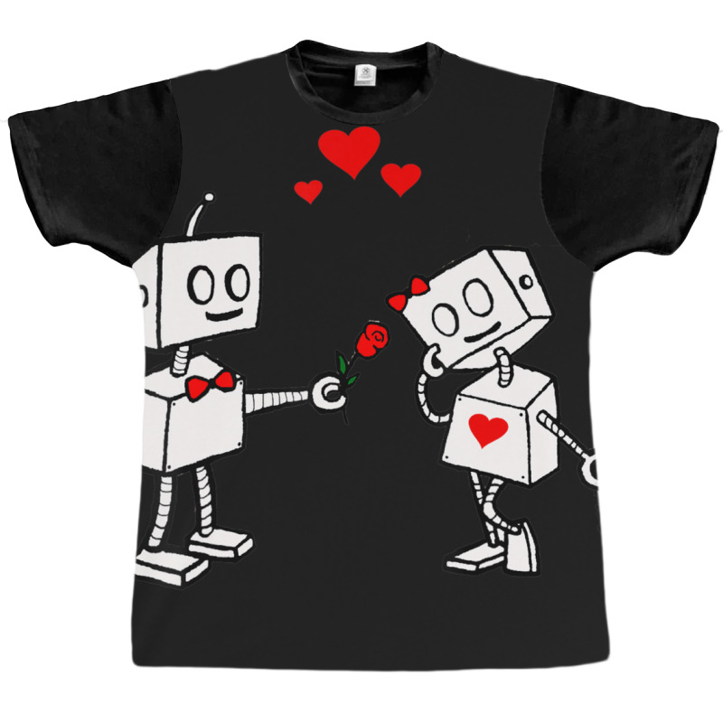 Hot Trend Valentines Day Robots Couple Love Story Graphic T-shirt | Artistshot