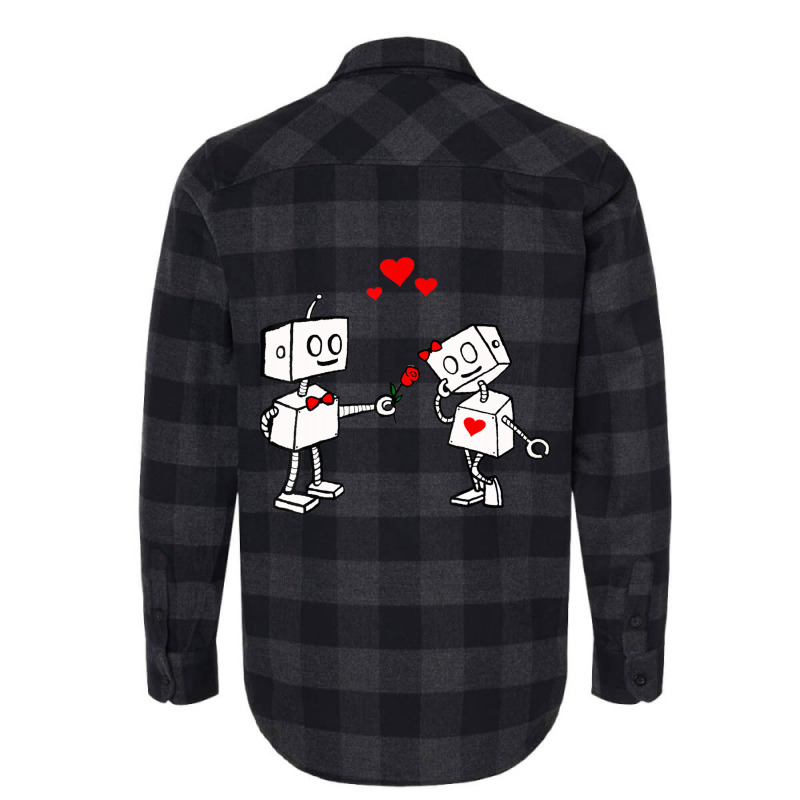 Hot Trend Valentines Day Robots Couple Love Story Flannel Shirt | Artistshot