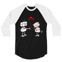 Hot Trend Valentines Day Robots Couple Love Story 3/4 Sleeve Shirt | Artistshot