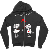 Hot Trend Valentines Day Robots Couple Love Story Zipper Hoodie | Artistshot