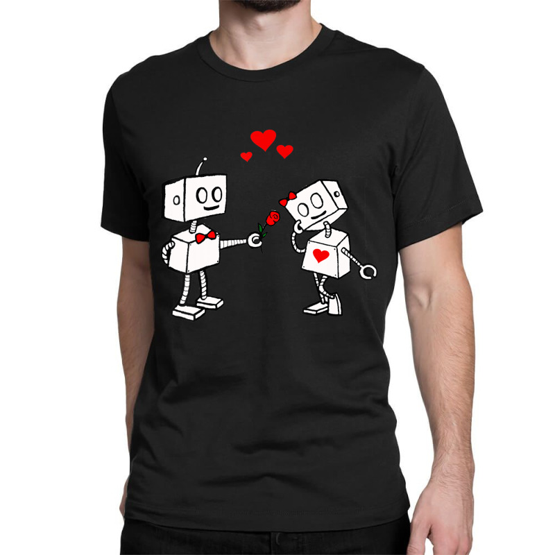 Hot Trend Valentines Day Robots Couple Love Story Classic T-shirt | Artistshot