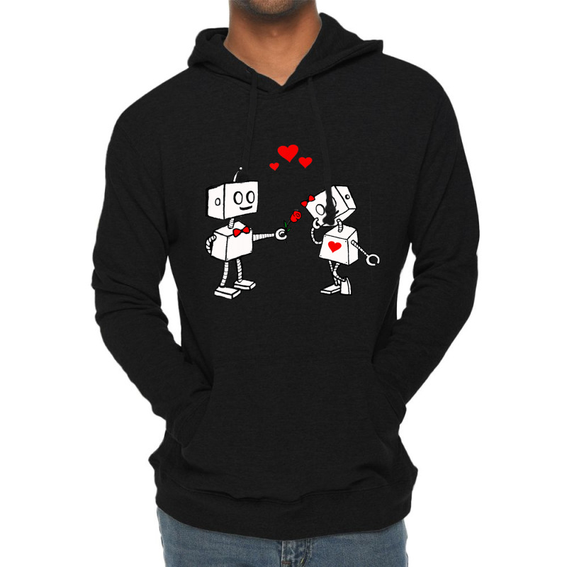 Hot Trend Valentines Day Robots Couple Love Story Lightweight Hoodie | Artistshot