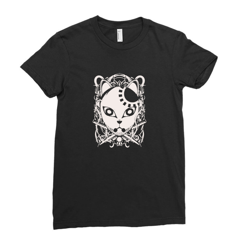 Engraving Demon Mask Ladies Fitted T-Shirt by putrimeheng | Artistshot