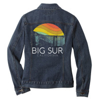 Big Sur California Beach Central Coast Retro Forest Camping T Shirt Ladies Denim Jacket | Artistshot