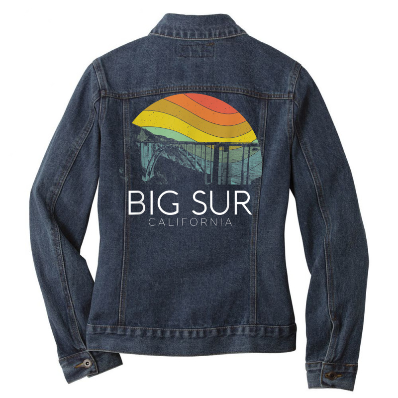 Big Sur California Beach Central Coast Retro Forest Camping T Shirt Ladies Denim Jacket by puawhla | Artistshot