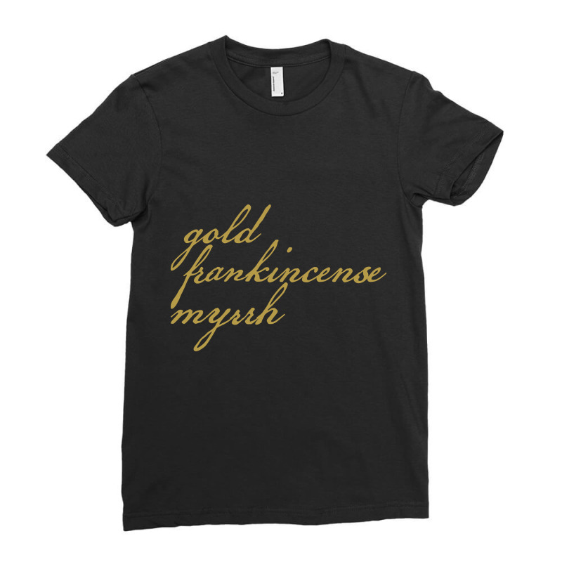 Hot Trend Three Christmas Gift Minimal Typography Gold Script-zbi3f Ladies Fitted T-Shirt by poppyallen | Artistshot