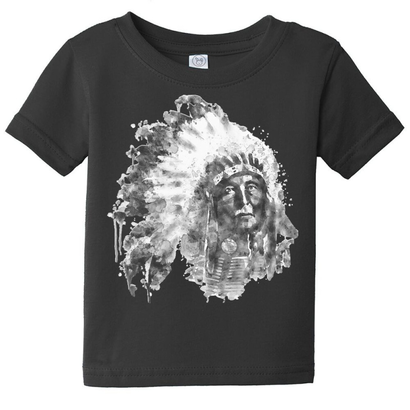 Native American Portrait T  Shirt Native American Chief Black And Whit Baby Tee | Artistshot