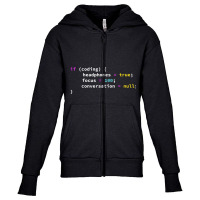 Programming If Coding Headphones Focus Joke Youth Zipper Hoodie | Artistshot