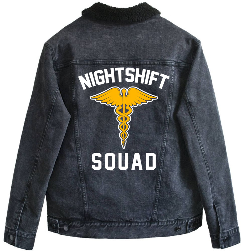 Night Shift Squad Nurse Gift Unisex Sherpa-lined Denim Jacket | Artistshot