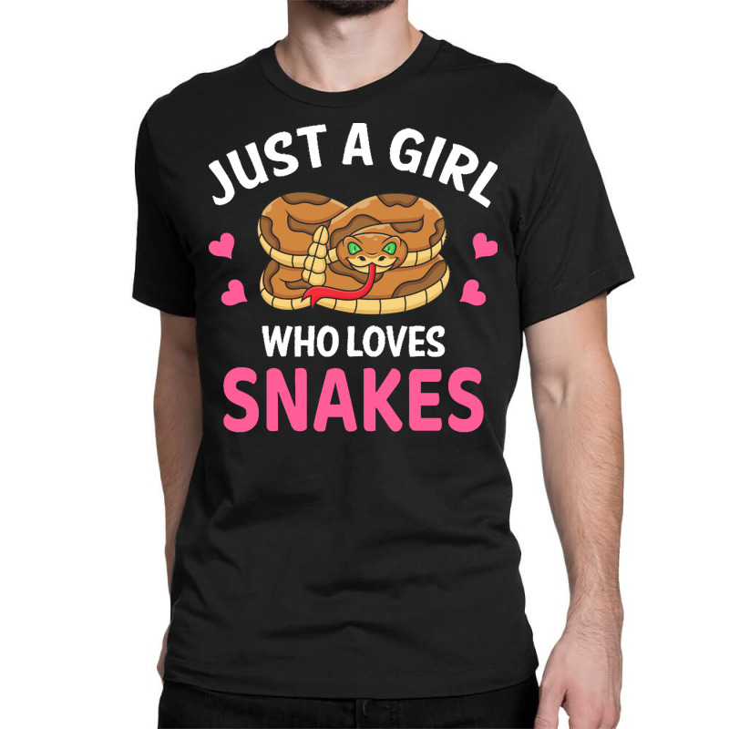 Snake T  Shirt Just A Girl Who Loves Snakes I Cartoon Snake T  Shirt Classic T-shirt by heloise3085 | Artistshot