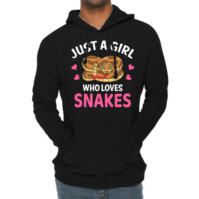 Snake T  Shirt Just A Girl Who Loves Snakes I Cartoon Snake T  Shirt Lightweight Hoodie by heloise3085 | Artistshot