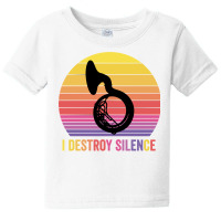 Silhouette Sousaphone Retro Vintage I Destroy Silence Pullover Hoodie Baby Tee | Artistshot