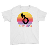 Silhouette Sousaphone Retro Vintage I Destroy Silence Pullover Hoodie Youth Tee | Artistshot