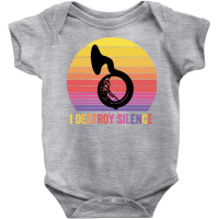 Silhouette Sousaphone Retro Vintage I Destroy Silence Pullover Hoodie Baby Bodysuit | Artistshot