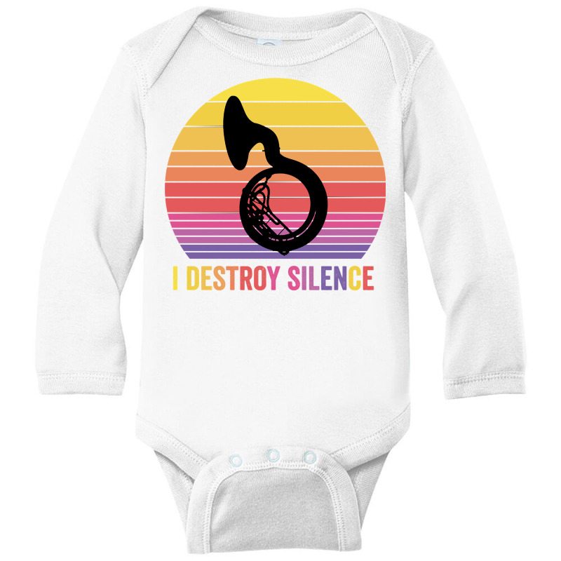 Silhouette Sousaphone Retro Vintage I Destroy Silence Pullover Hoodie Long Sleeve Baby Bodysuit by luckenbg | Artistshot