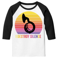 Silhouette Sousaphone Retro Vintage I Destroy Silence Pullover Hoodie Youth 3/4 Sleeve | Artistshot